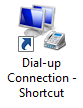 Dial-up connection shortcut