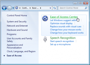 Choose Ease of Access Center