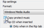 Remove the checkmark from Copy Protect Music
