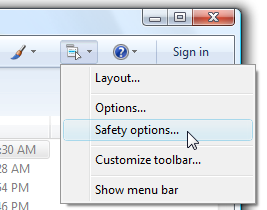Windows Live Mail Safety Options
