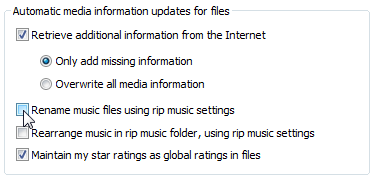 Remove the checkmark from "Rename Music Files Using Rip Settings."