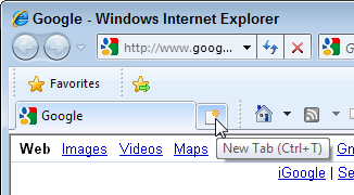 Click the stub   of a tab to the right of your tabs to open a blank  page.