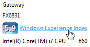 Click the words Windows Experience Index to see a computer's strengths and weaknesses.