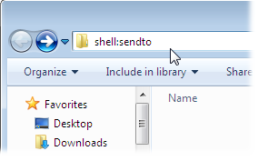 Type "shell:sendto" into the folder's location bar along the top.