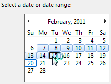 Select a date or date range from the current month's calendar.