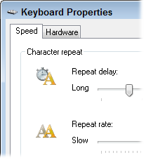 Adjust how quickly your keyboard repeats when you hold down a character.
