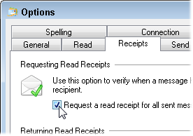 When the Options menu appears, click the Receipts tab.