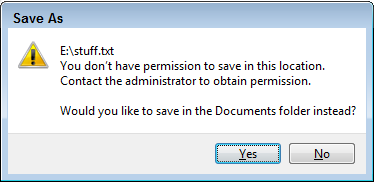 Sometimes Windows Vista says you lack permission to save a file to a flash drive.