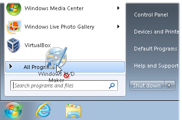 Drag an icon to the All Programs area and wait for the menu to open.