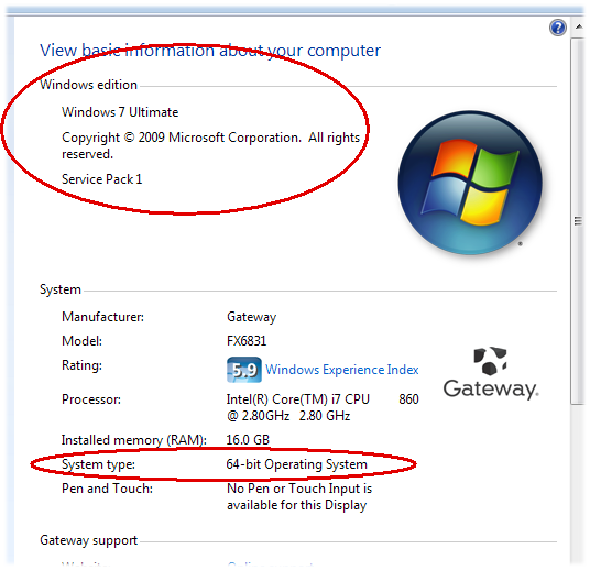 Windows 7's System Properties window