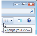 Click the Change Your View icon to display your icons at different sizes.