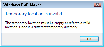 Temporary Location is Invalid