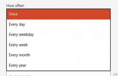 Choose Every Year from the Calendar app's How Often drop-down menu to enter recurring events like birthdays and anniversaries.